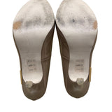 Moda In Pelle Women’s Beige Patent Faux Leather Metallic Accent Heels Size EU39