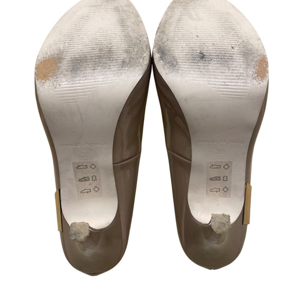 Moda In Pelle Women’s Beige Patent Faux Leather Metallic Accent Heels Size EU39