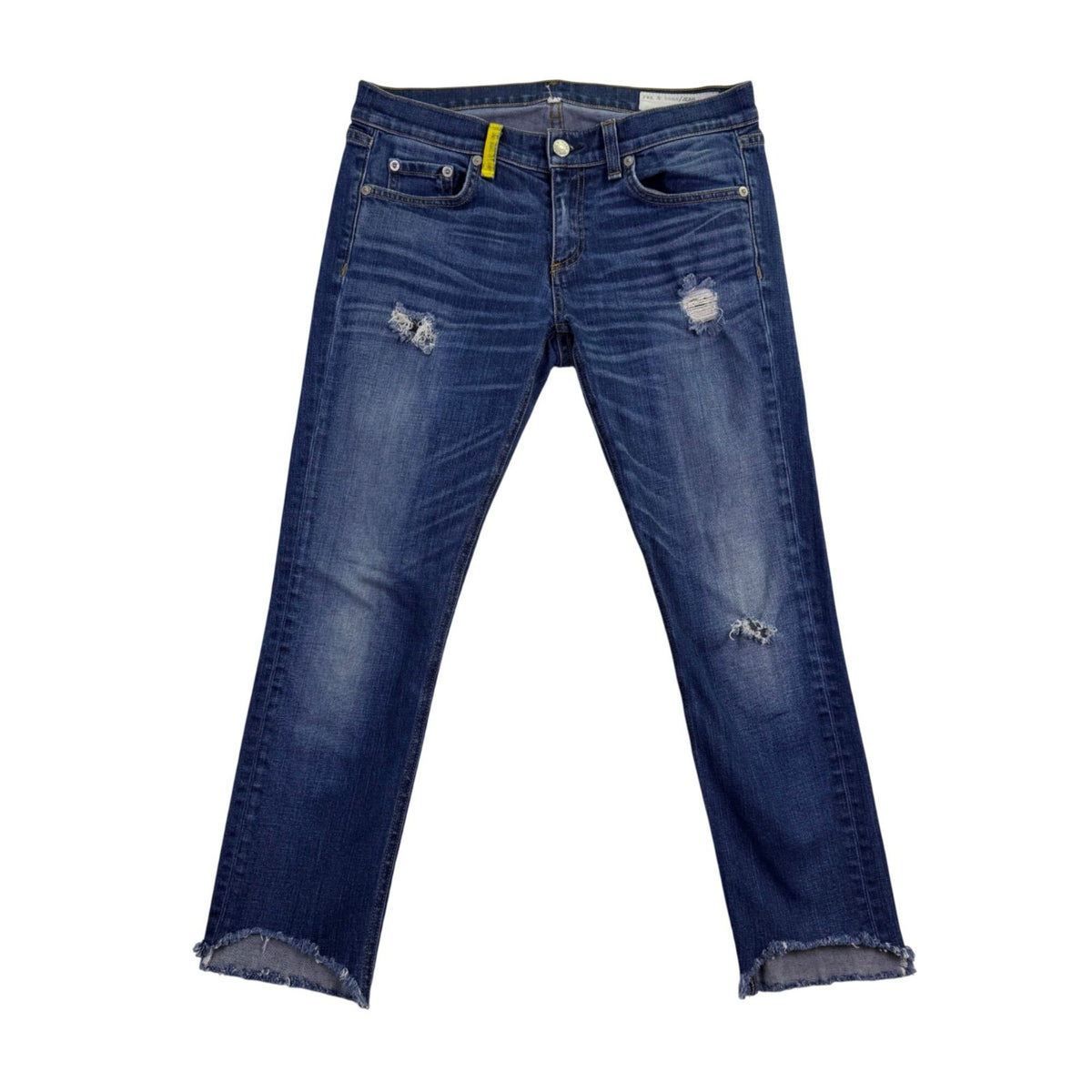 Rag & Bone Womens Blue Cotton Denim Distressed Frayed Hem Jeans Stretch Size 26