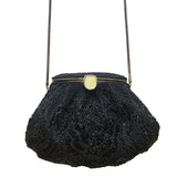 La Regale Women’s Black Beaded Gold Frame Clasp Shoulder Evening Bag