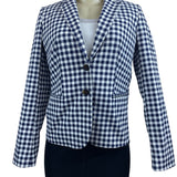 J. Crew Womens Navy Ivory Gingham Blazer XS Polyester Classic Style New