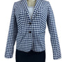 J. Crew Womens Navy Ivory Gingham Blazer XS Polyester Classic Style New