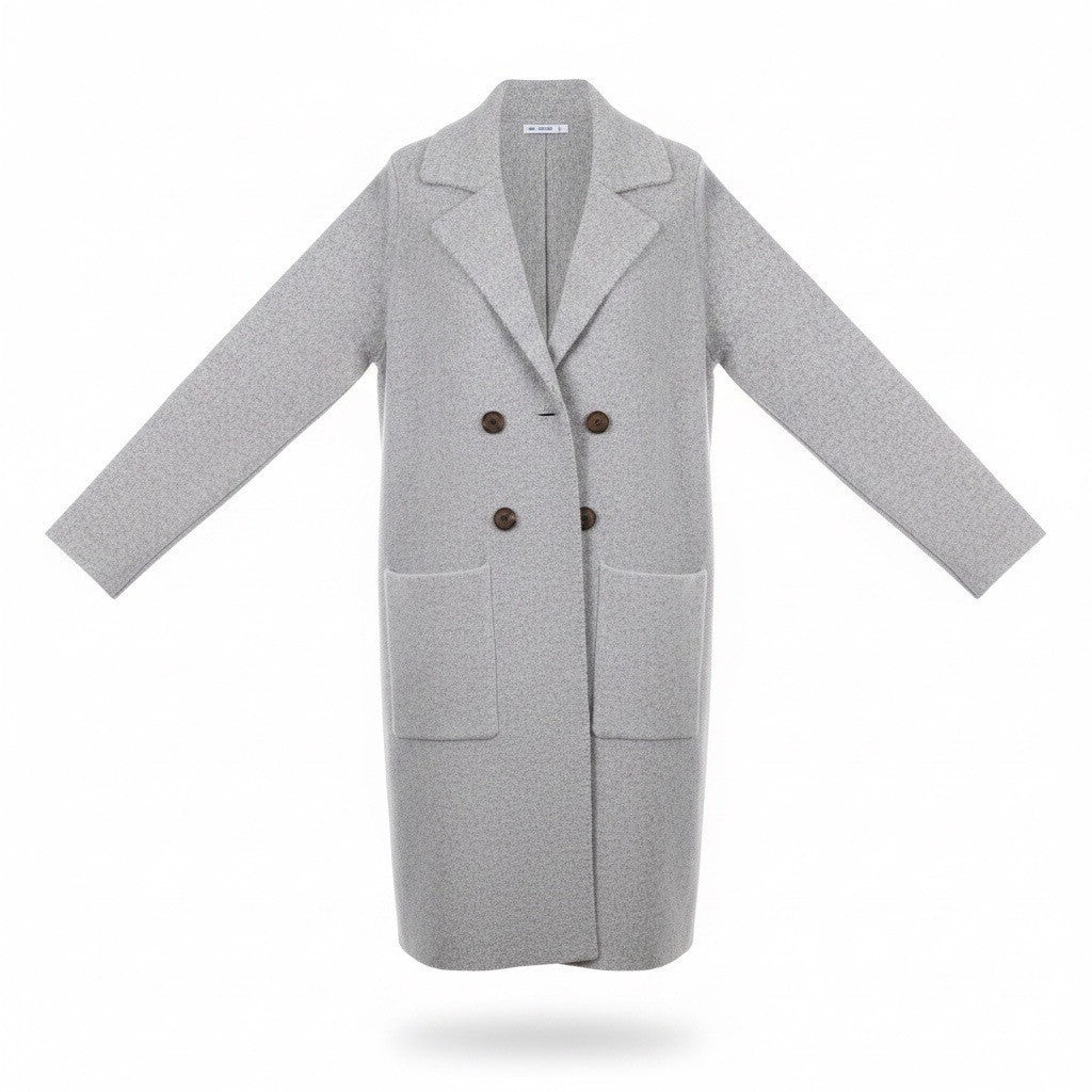 Pink Clover Women Gray Long Double Breasted Coat Size L