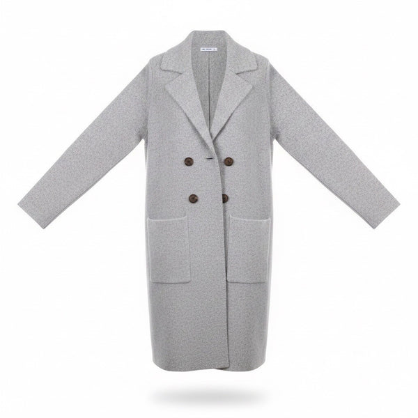 Pink Clover Women Gray Long Double Breasted Coat Size L