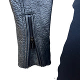 Michael Kors Silver Leather Moto Jacket Belted Zippers Stylish Modern Sz XXS