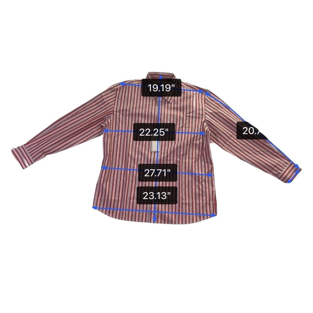 Faconnable Mens Red & White Cotton Striped Long Sleeve Button-Up Shirt Size XL