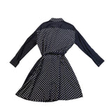 DKNY Womens Navy Polka Dot Silk-Blend Shirt Dress With Belt Size M