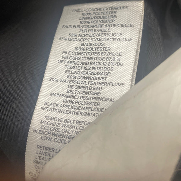 Express Women Black Polyester Puffer Belted Coat  Full-Length Pockets Warm Sz S