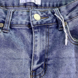 Bamboo Womens Blue Denim Embroidered Flare Jeans Raw Hem Size 7/28