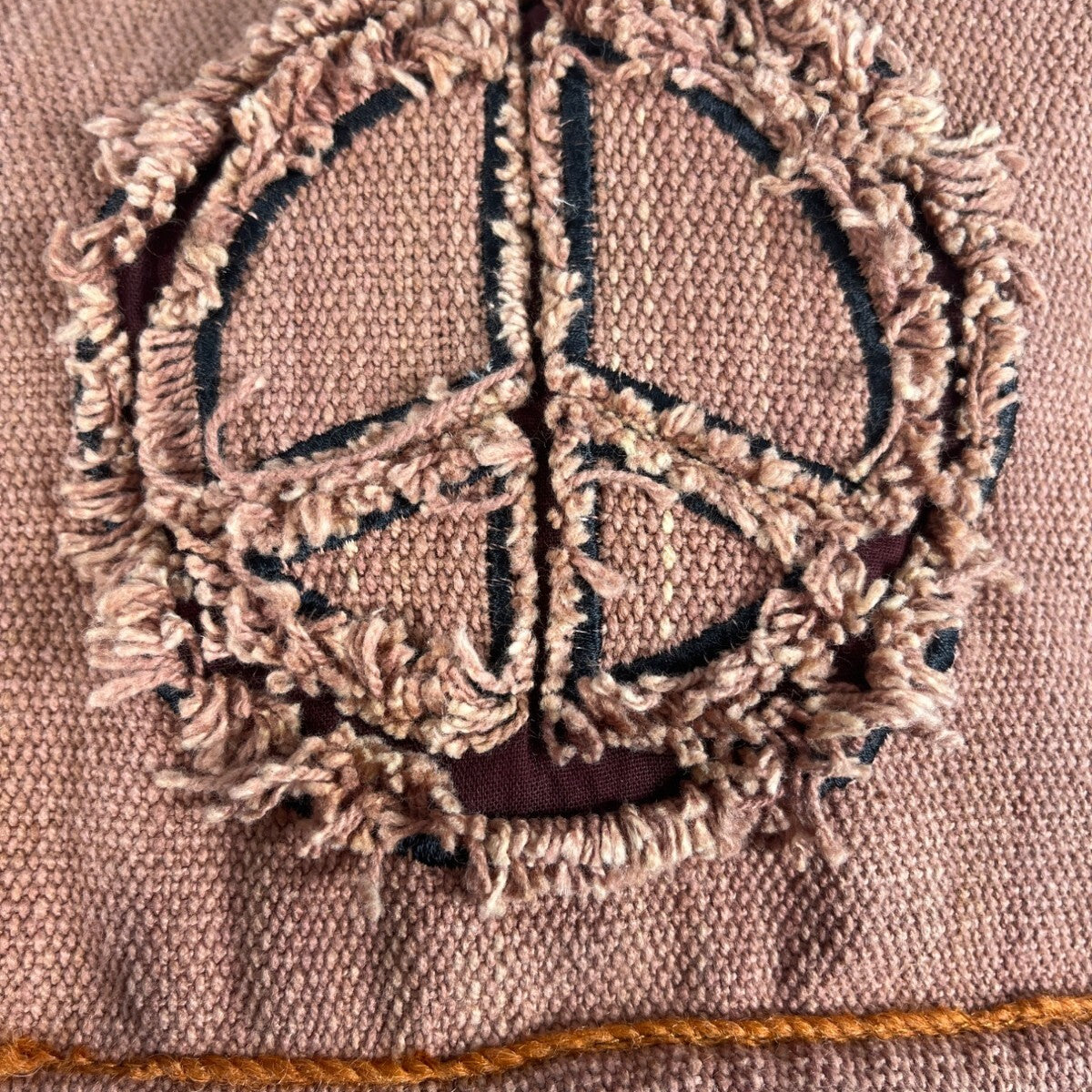 Kathmandu Imports Women's Brown Peace Symbol Embroidered Crossbody Bag Sz M