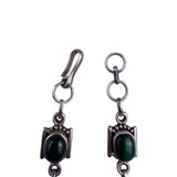 Vintage Sterling Silver Green Malachite Womens Bracelet Stylish Chain Design