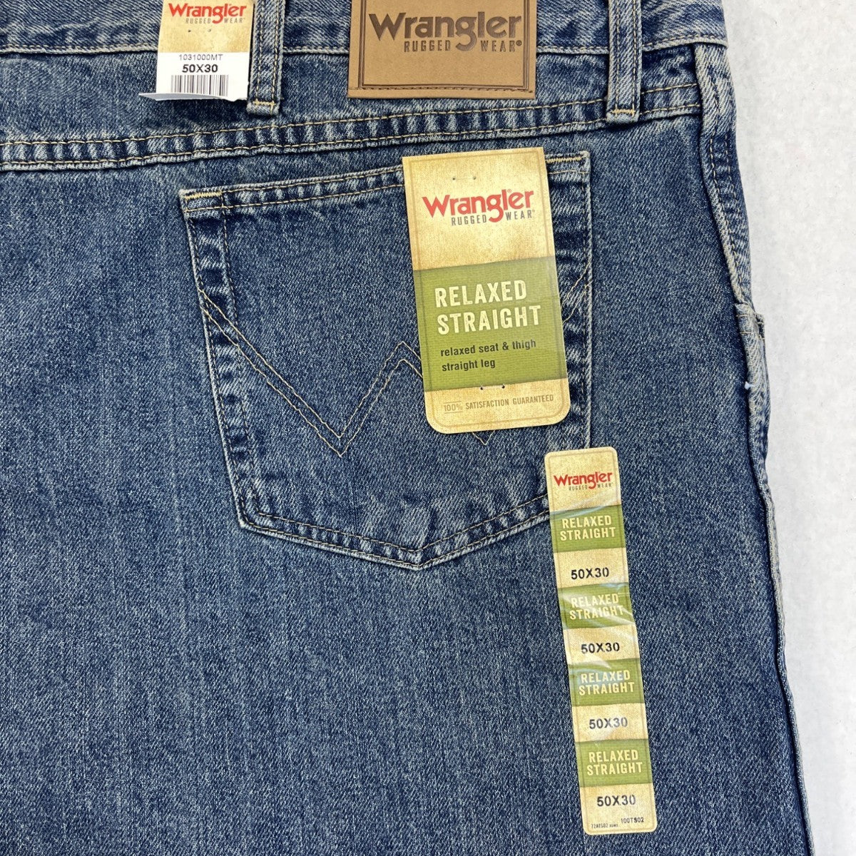 Wrangler Mens Relaxed Straight Jeans Medium Wash Size 50x30