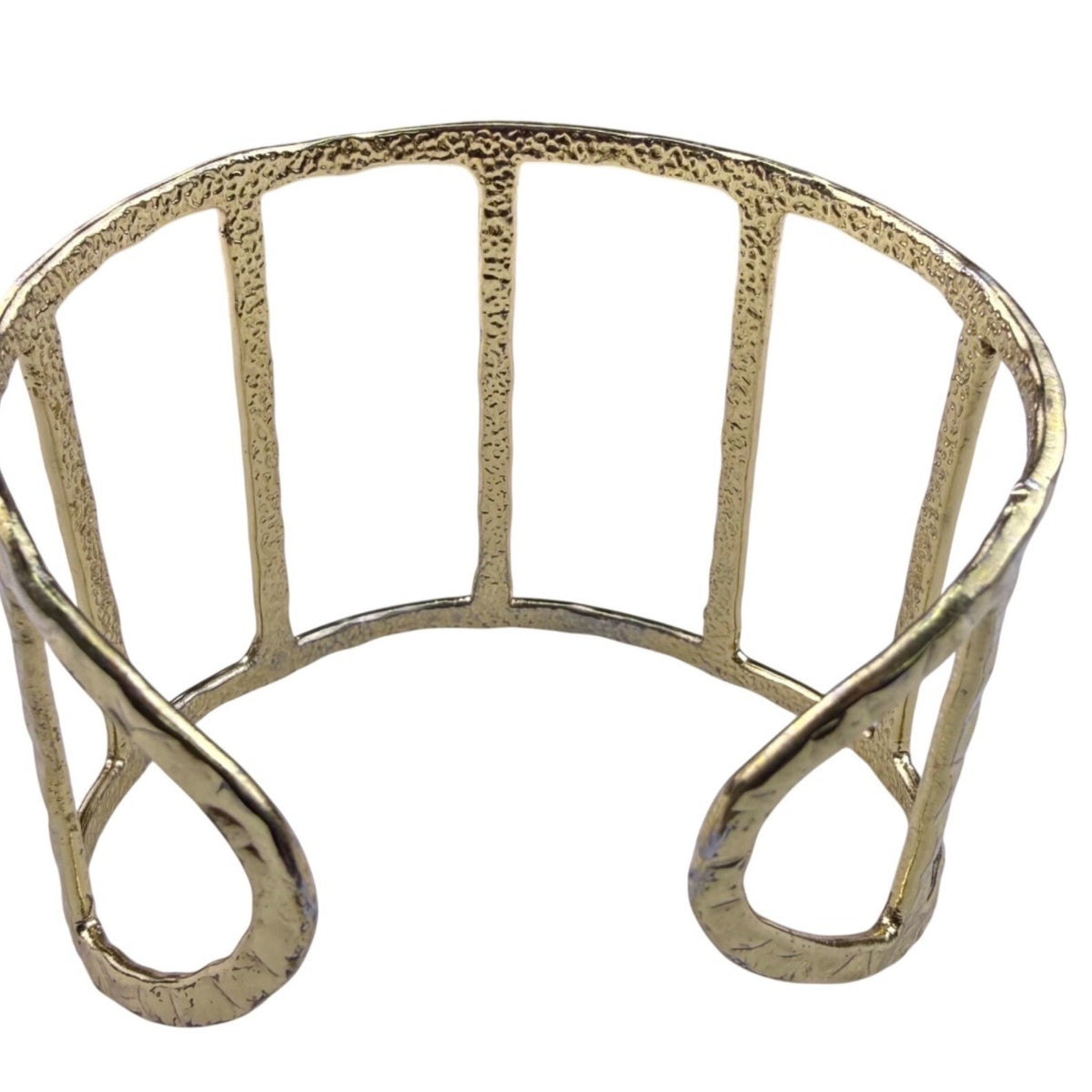 Gold Tone Womens Metal Cuff Bracelet Open Design Hammered Texture
