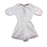 Knox Rose Womens White Cotton Gauze Romper Tassel Tie Accent Size S