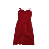 As U Wish Womens Red Lace Sequin Dress Sleeveless Size S 