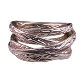 Sterling Silver 925 Multi-Band Statement Ring Textured Finish Sz 6 From Israel