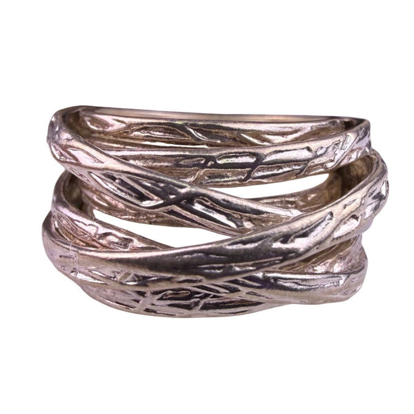 Sterling Silver 925 Multi-Band Statement Ring Textured Finish Sz 6 From Israel