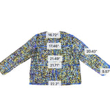 Chicos Design Womens Blue Yellow Multicolor 100% Silk Open Front Jacket Size 2