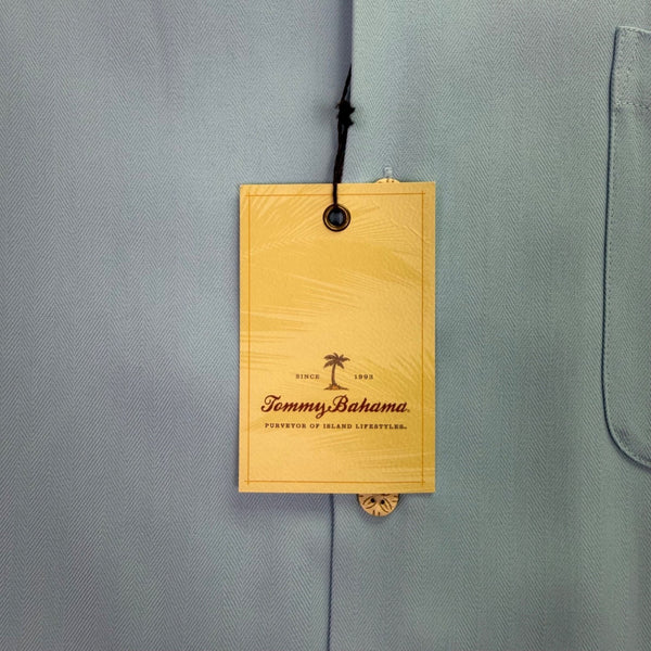 Tommy Bahama Mens Blue 100% Silk Short Sleeve Shirt Button Front Sz XL - New