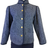Saint Laurent Womens Gray Wool Button-Up Jacket Gold Accent Pockets Size 38