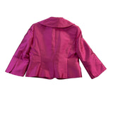 Tahari Womens Fuchsia Satin Blazer Jacket Elegant Structured Design Size 12 