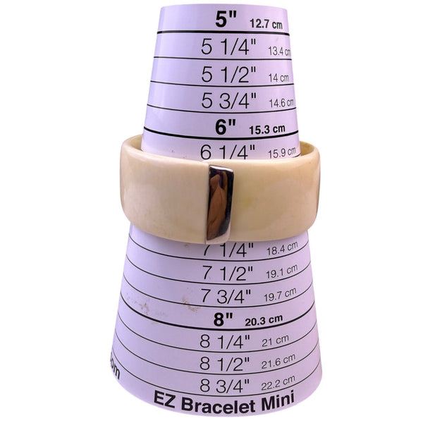Resin & Metal Womens Beige Bangle Bracelet Hinged Clasp Modern Polished Design