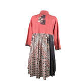 Shari B. Green Womens Red Black Patchwork Button-Up Dress Artsy Style Sz XL