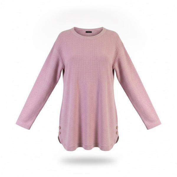 Talbots Womens Pink Long Sleeve Button Detail Tunic Top Size L