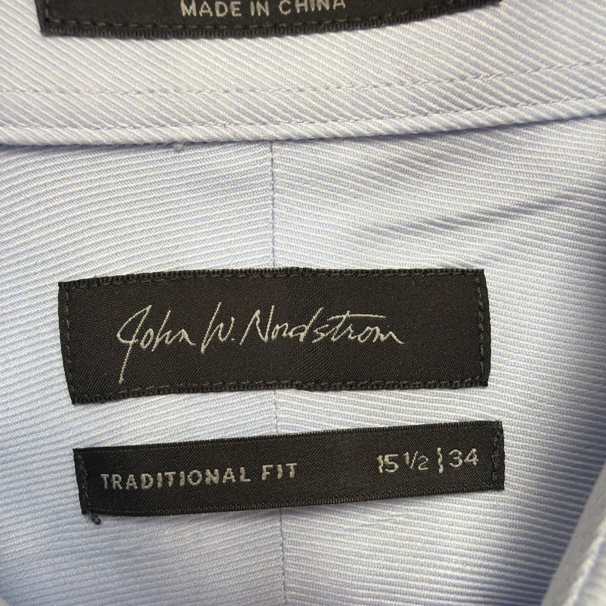John W. Nordstrom Mens Light Blue Dress Shirt Traditional Fit Sz15.5