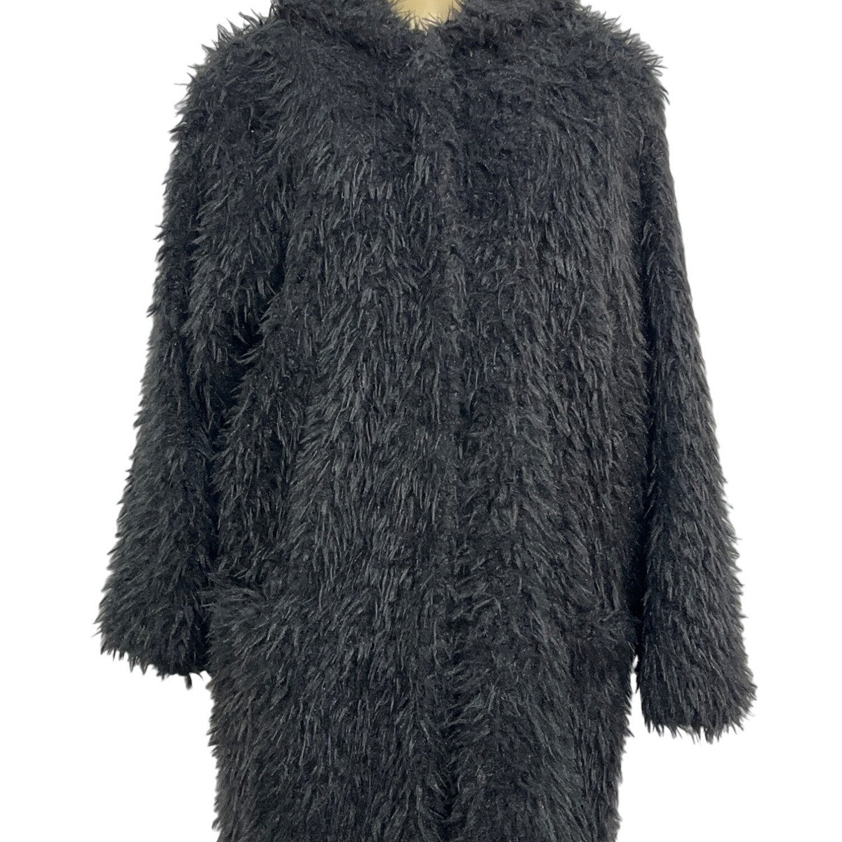 LOLA Women's Black Faux Fur Coat Size L