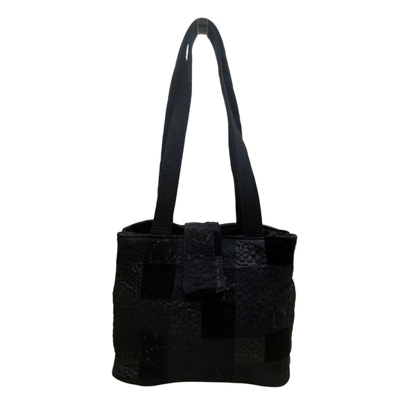 Donna Sharp Women’s Black Quilted Patchwork Double Straps Snap Closure Tote Bag