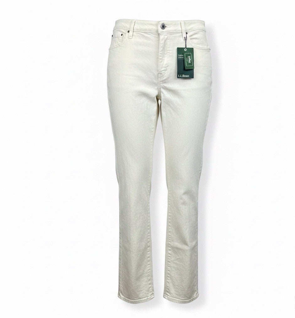 L.L. Bean Womens White Favorite Fit Jeans Regular Comfortable Size 16