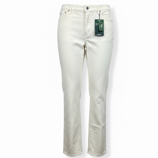 L.L. Bean Womens White Favorite Fit Jeans Regular Comfortable Size 16