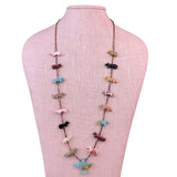 Native American Multicolor Stone Necklace With Animal Carvings & Thunderbird