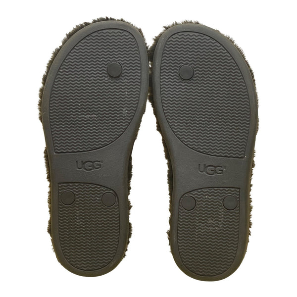UGG Women’s Black Fur Comfortable Flip Flop Plush Slippers Sandals Size 6W