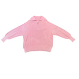Aerie Womens Pink Ribbed Relaxed Fit & Half-Zip Knit Sweater Size SP