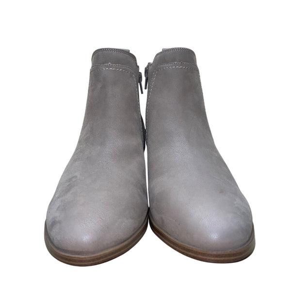 MIA Women’s Grey Faux Leather Side-Zip Pull-On Low Heel Ankle Booties Size 8.5
