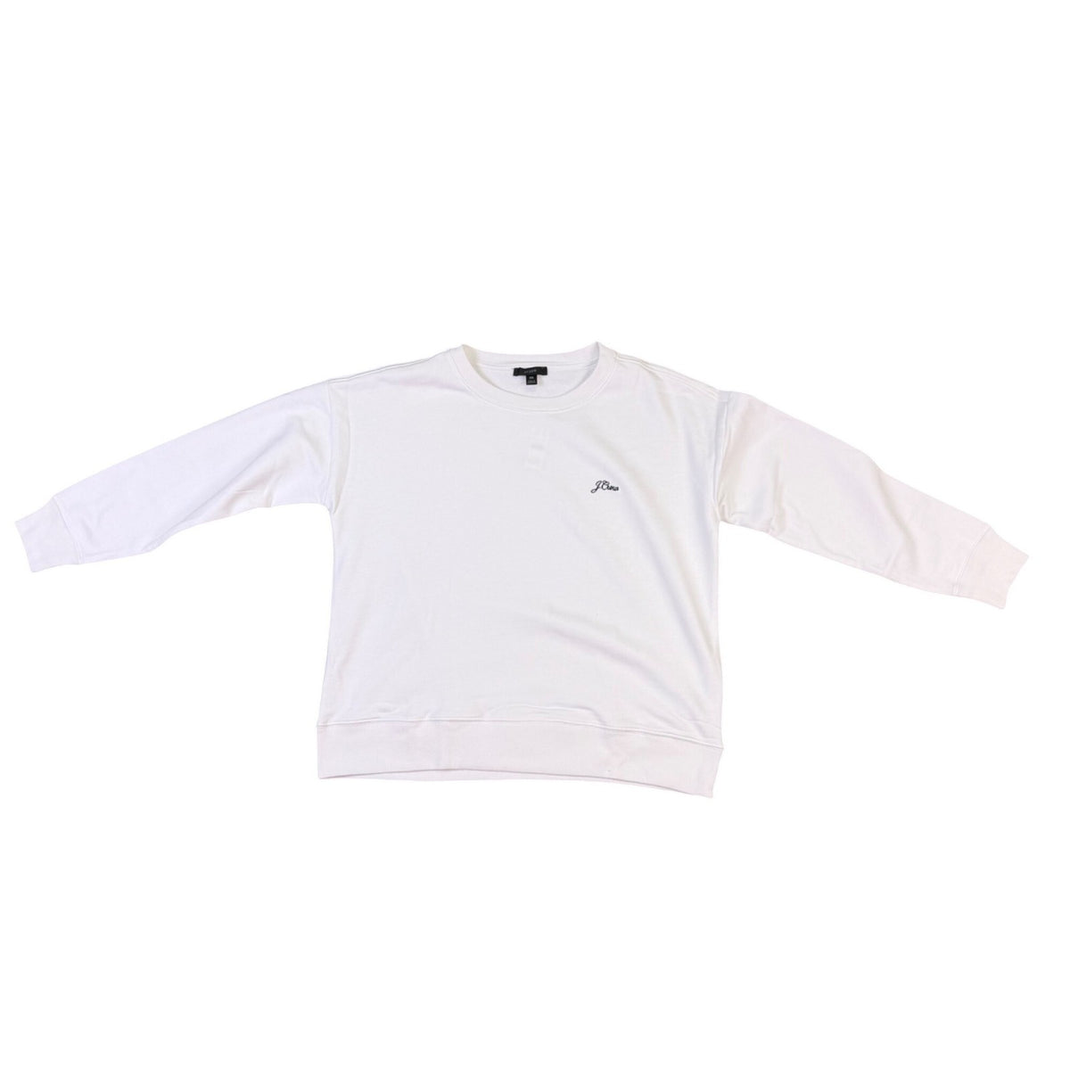 J.Crew Womens White Cotton Crewneck Pullover Sweatshirt Size XS