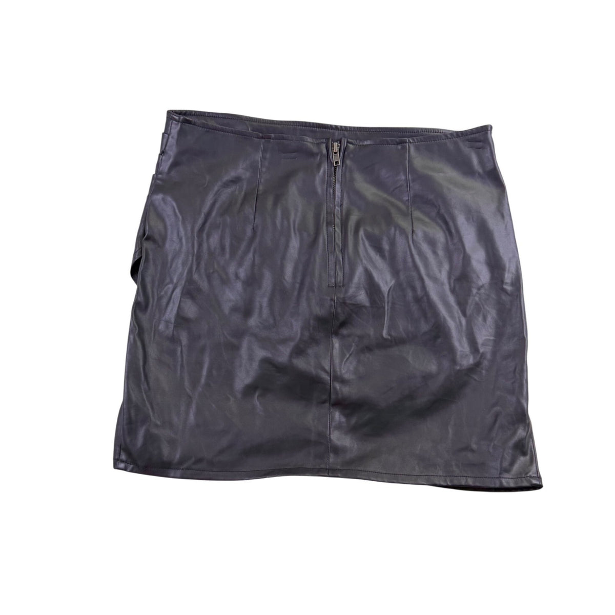 Shinestar Womens Black Faux Leather Wrap Skirt Stylish Mini Skirt Size L