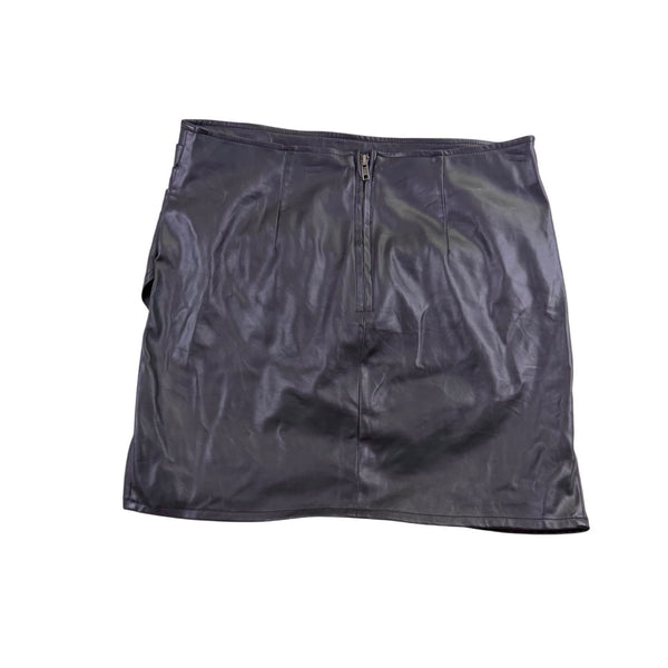 Shinestar Womens Black Faux Leather Wrap Skirt Stylish Mini Skirt Size L