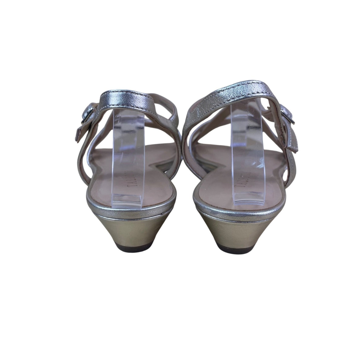 Talbots Women’s Metallic Bronze Leather Strappy Slingback Wedge Sandals Size 7M