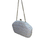 Handmade Women’s White Beaded & Sequin Evening Clutch Bag With Chain Strap