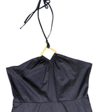 Aqua Womens Black Cotton Halter Neck Maxi Dress Lined Size Large