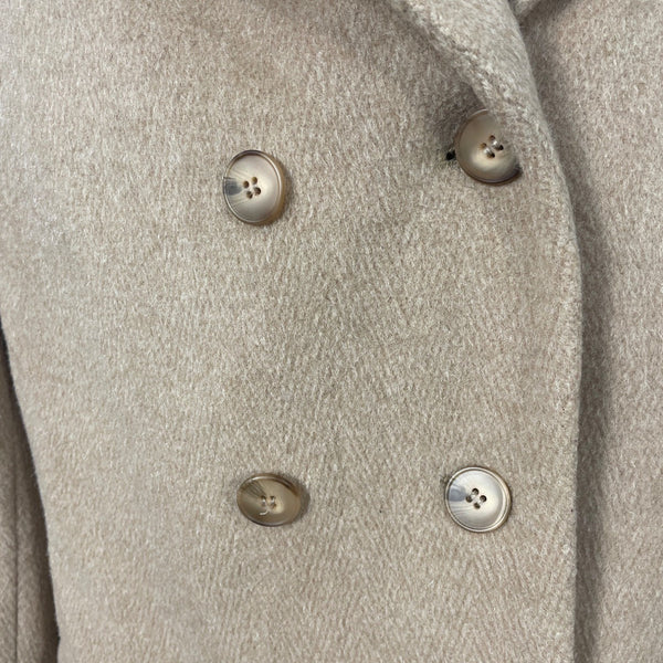 Evan Picone Classic Women's Khaki Double Breasted Wool Coat Sz 14