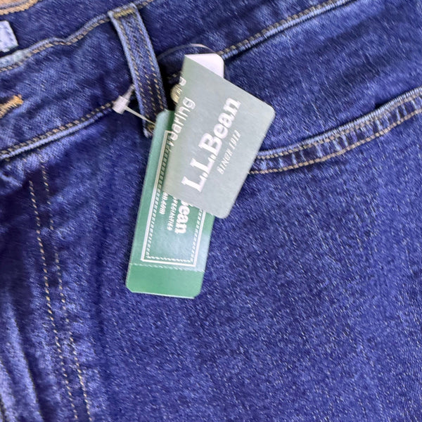 L.L. Bean Womens Dark Blue Cotton Blend Favorite Fit Straight Leg Jeans Size 18P