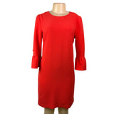 Sara Campbell Womens Red Polyester 3/4 Bell Sleeve Shift Dress Size 2