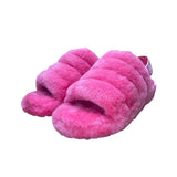 UGG Women’s Pink Fluffy Lamb Fur Strap Open-Toe Yeah Slide Sandals Size 9