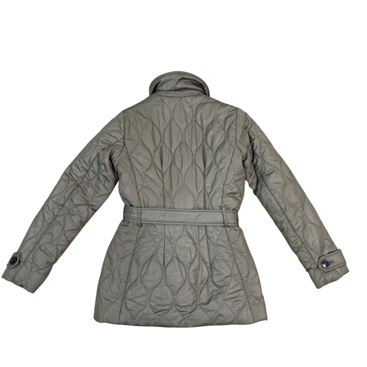 Kate Spade Girls Green Quilted Button-Up Coat With Belt Size Size XS
