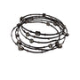 Seasonal Whispers Womens Black Metal Bracelets Set Crystal Accents Multi-Layer