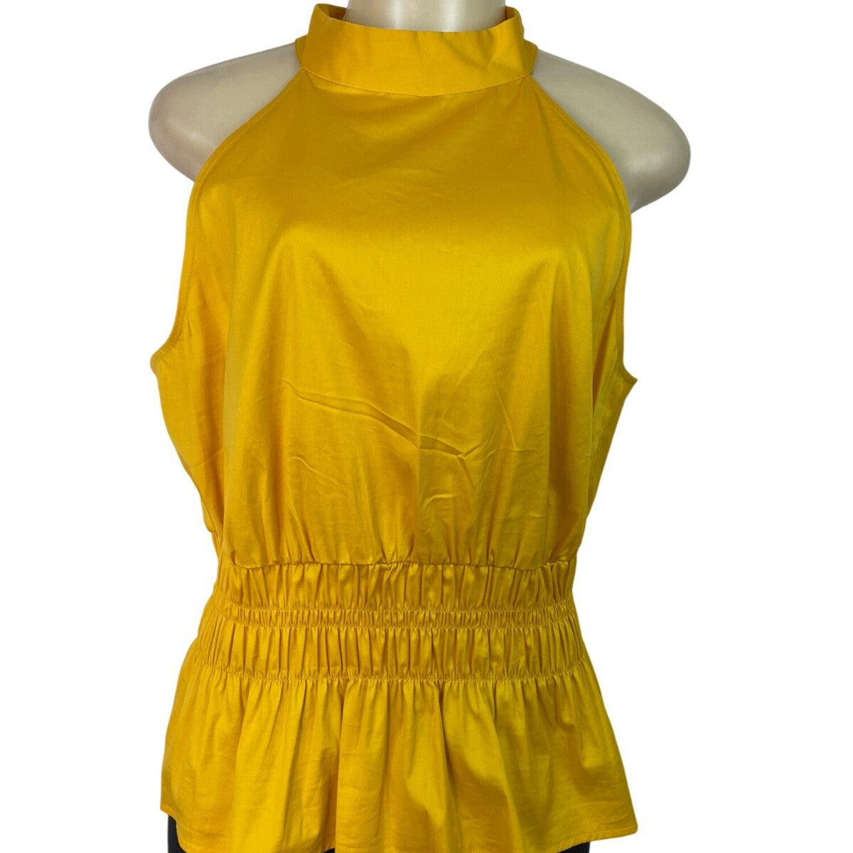 White House Black Market Yellow Sleeveless Halter Top W Keyhole Back Sz 14 - New